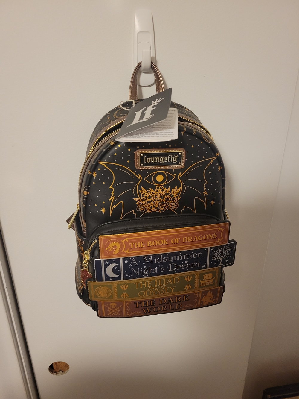 Loungefly Black & Gold Book Stack Mini Backpack - Picture 2 of 5